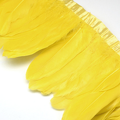 Yellow Fashion Goose Feather Cloth Strand Costume Accessories, Yellow, 100~180x38~62mm, about 2m/bag