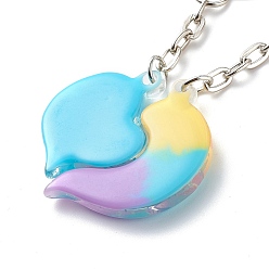 Couleur Mélangete 2 pcs porte-clés breloque coeur couple saint valentin, mot love you porte-clés pendentifs en résine, avec les accessoires en fer, couleur mixte, 8.3~8.7 cm, 2 pièces / kit