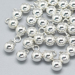 Серебро 925 серебряные шармы, круглые, серебряные, 6.5x4 мм, отверстие : 1~1.5 мм