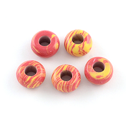 Mixed Color Synthetic Malachite Stone European Beads, Large Hole Beads, Rondelle, Dyed, Mixed Color, 14x7~8mm, Hole: 5mm