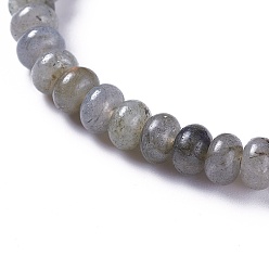 Labradorite Nylon réglable bracelets cordon tressé de perles, avec des perles de labradorite naturelles, 2-1/4 pouces ~ 2-7/8 pouces (5.8~7.2 cm)