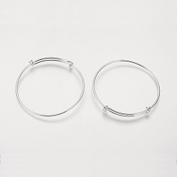 Silver Adjustable Brass Expandable Bangle Making, Silver Color Plated, Diameter: 68~71mm, Inner Diameter: 64~67mm, Adjustable Length: 32~36mm