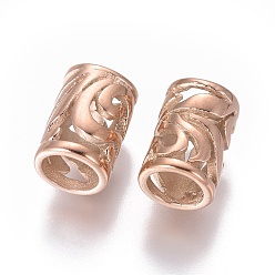 Rose Gold 304 Stainless European Beads, Large Hole Beads, Ion Plating (IP), Column, Rose Gold, 10x7mm, Hole: 5mm