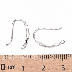 Platine Crochets de boucles d'oreilles en argent sterling plaqué rhodium, avec cachet 925, avec zircons, platine, 925mm, Trou: 15x2.5x1.5mm, Jauge 1, pin: 20 mm