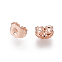 Rose Gold 304 Stainless Steel Ear Nuts, Friction Earring Backs for Stud Earrings, Rose Gold, 6x4x3.5mm, Hole: 0.8mm