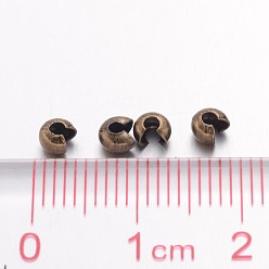 Antique Bronze Iron Crimp Beads Covers, Cadmium Free & Nickel Free & Lead Free, Antique Bronze, 3mm In Diameter, Hole: 1.2~1.5mm