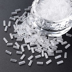 Clear Transparent Glass Bugle Beads, Round Hole, Clear, 3~8x2mm, Hole: 0.7mm, about 450g/pound