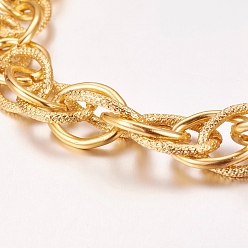 Gold Aluminum Double Link Chains, Unwelded, Gold, Size: Chains: about 19mm long, 15mm wide, 2mm thick