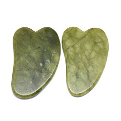 Jade Natural Chinese Jade Gua Sha Boards, Scraping Massage Tools, Gua Sha Facial Tools, Heart, 68~70x43~44x3.5~4mm