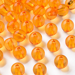 Оранжевый Прозрачные акриловые бусины, круглые, оранжевые, 10x9 мм, Отверстие : 2 мм , около 940 шт / 500 г