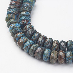 Chrysocolla Natural Chrysocolla Bead Strands, Dyed & Heated, Faceted, Rondelle, 9.5~10x4.5~6mm, Hole: 1mm, about 70pcs/strand, 15.5 inch(39.5cm)