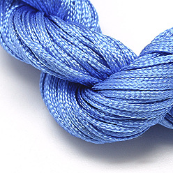 Medium Blue Braided Polyester Cords, Medium Blue, 1mm, about 28.43 yards(26m)/bundle, 10 bundles/bag