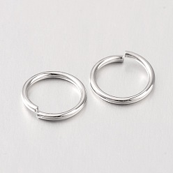 Platinum Rhodium Plated 925 Sterling Silver Open Jump Rings, Round Rings, Platinum, 8x0.8mm