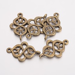 Antique Bronze Alloy Links connectors, Cadmium Free & Nickel Free & Lead Free, Antique Bronze, 28x18x2mm, Hole: 1.5mm