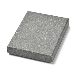 Gray Rectangle Kraft Paper Ring Box, Snap Cover, with Sponge Mat, Jewelry Box, Gray, 9.7x7.7x1.7cm, Inner Size: 90x70mm