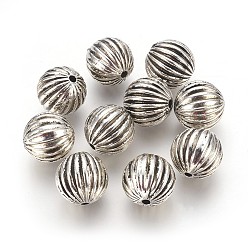 Antique Silver CCB Plastic Beads, Corrugated Beads, Round, Antique Silver, 15.5mm, Hole: 2~2.5mm