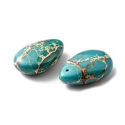 Blue Natural Regalite/Imperial Jasper/Sea Sediment Jasper Pendants, Dyed, Teardrop, Blue, 30~34x20~23x10~13mm, Hole: 1.4mm