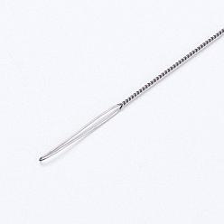 Platine Aiguille de perles de fer, torsadée, platine, 13.7x0.05 cm