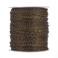 Bronze Antique Chaînes de câble en laiton, non soudée, avec bobine, ovale, sans cadmium et sans nickel et sans plomb, bronze antique, 5x2x1mm, environ 301.83 pieds (92 m)/rouleau