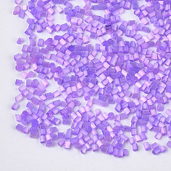 Medium Purple Glass Bugle Beads, Round Hole, Imitation Cat Eye, Medium Purple, 2~2.5x1.5~2mm, Hole: 0.8mm, about 30000pcs/bag