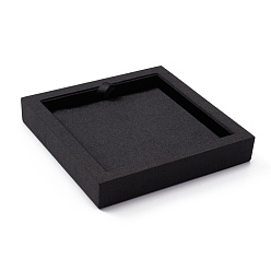 Black Wooden Jewelry Presentation Boxes, Covered with Cloth, Black, 12x12x2cm