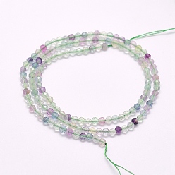 Fluorite Natural Fluorite Beads Strands, Faceted, Round, 3mm, Hole: 0.5mm, about 132pcs/strand, 15.5 inch(39.5cm)