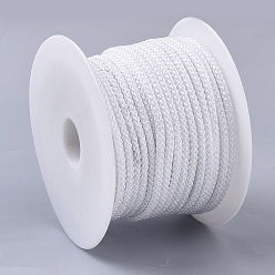 Blanc Cordons tressés en polyester, avec cordon métallique, blanc, 4x3mm, environ 32.8 yards (30m)/rouleau