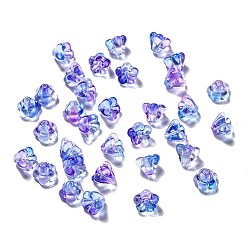 Medium Purple Transparent Czech Glass Beads, Two Tone, Flower, Medium Purple, 6.5x5mm, Hole: 0.8mm, about 357~363pcs/bag