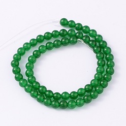 Green Dyed Natural Jade Round Bead Strands, Green, 6mm, Hole: 1mm, about 64pcs/strand, 15.4 inch