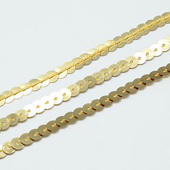 Бледно-Золотистый Пластиковые блестки, блестки бисер, Аксессуары для орнаментов, плоско-круглые, бледно золотарник, 6 мм, около 100 ярдов / рулон