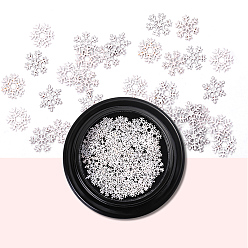 White Shiny Laser Nail Glitter, DIY Nail Art Decoration, Snowflake, White, 5mm, about 100pcs/box