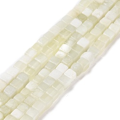 New Jade Natural New Jade Beads Strands, Cube, 4x4x4mm, Hole: 1mm, about 91~94pcs/strand, 15.47''(39.3cm)