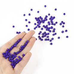 Bleu Perles de rocaille en verre, opaque graine de couleurs, petites perles artisanales pour la fabrication de bijoux bricolage, ronde, bleu, 4mm, Trou: 1.5 mm, environ 4500 pcs / livre