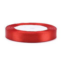 Red Valentines Day Gifts Boxes Packages Single Face Satin Ribbon, Polyester Ribbon, Red, Size: about 5/8 inch(16mm) wide, 25yards/roll(22.86m/roll), 250yards/group(228.6m/group), 10rolls/group