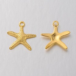Golden Tibetan Style Alloy Pendants, Cadmium Free & Lead Free, Starfish/Sea Stars, Golden, 19.5x19x2mm, hole: 2mm.