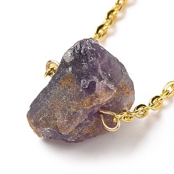 Amethyst Natural Amethyst Irregular Nugget Pendant Necklace, Alloy Jewelry for Women, Golden, 20.47 inch(52cm)