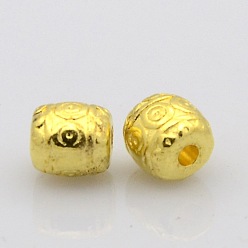 Golden Tibetan Style Alloy Beads, Cadmium Free & Nickel Free & Lead Free, Barrel, Golden, 6x6mm, Hole: 1.6mm