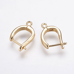 Real 18K Gold Plated Brass Hoop Earring Findings with Latch Back Closure, Real 18K Gold Plated, 20x14x3.5mm, Hole: 1.5mm, Pin: 1mm