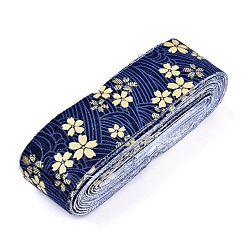 Прусский Синий Японское кимоно с цветочной хлопковой лентой, одного печататься, для бант для волос своими руками, головной убор, отделка ручной работы, берлинская лазурь, 1-1/2 дюйм (40 мм), о 10yards / рулон (9.14 м / рулон)