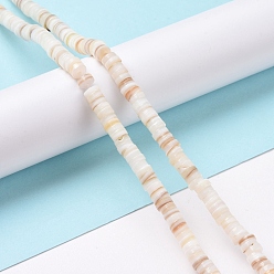 Freshwater Shell Freshwater Shell Beads Strands, Disc/Flat Round, Heishi Beads, 5~5.5x0.5~2.5mm, Hole: 1mm, about 220~221pcs/strand, 15.7~16.5 inch(40~42cm)