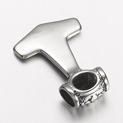 Antique Silver 304 Stainless Steel Pendants, Thor's Hammer, Antique Silver, 40x28x10mm, Hole: 7.5mm