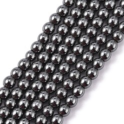 Non-magnetic Hematite Non-Magnetic Synthetic Hematite Beads Strands, Round, 4mm, Hole: 1mm, about 102pcs/strand