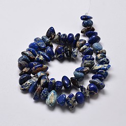 Синий Натуральные имперские нитки из бисера яшмы, самородки, окрашенные, синие, 8~16x4~10 мм, отверстие : 1 мм, о 15.7 дюйме
