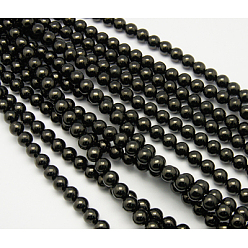 Black Natural Coal Quartz Beads Strands, Round, Black, 4mm, Hole: 1mm, about 15~15.5 inch