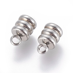 Stainless Steel Color 202 Stainless Steel Cord Ends, Stainless Steel Color, 9x6mm, Hole: 2mm, Inner Diameter: 3mm