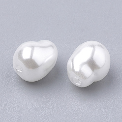 White Eco-Friendly Plastic Imitation Pearl Beads, High Luster, Grade A, White, 7.5x6mm, Hole: 1.2mm