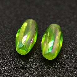 Green Yellow AB Color Plated Rice Electroplated Eco-Friendly Transparent Acrylic Beads, Green Yellow, 6x3mm, Hole: 1mm, about 17700pcs/500g