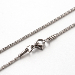 Нержавеющая Сталь Цвет 1.5 мм 316 хирургические ожерелья из нержавеющей стали в форме змеи, с карабин-лобстерами , цвет нержавеющей стали, 18 дюйм (45.7 см)