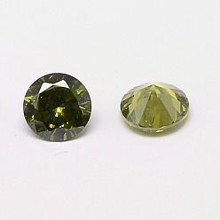 Olive Cubic Zirconia Cabochons, Grade A, Faceted, Diamond, Olive, 3x2mm