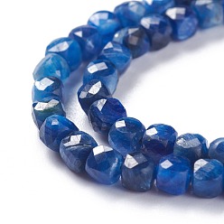 Kyanite Natural Kyanite/Cyanite/Disthene Beads Strands, Cube, Faceted, 4x4x4mm, Hole: 0.9mm, about 93pcs/strand, 15.55inch(39.5cm)